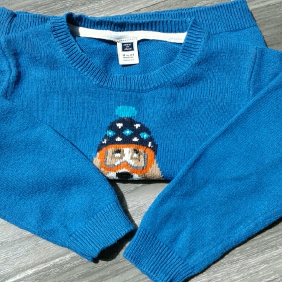 Janie and Jack boys sweater 18-24 mths Blue w/ dog - Picture 6 of 7